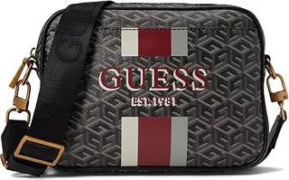 GUESS Vikky Camera Bag (Charcoal Logo) Handbags