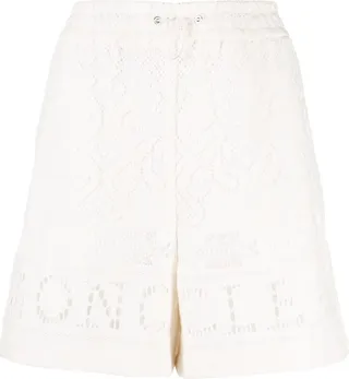 MONCLER- Logo Lace Shorts