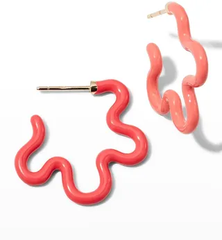 Two-Tone Asymmetrical Flower Earrings With Enamel