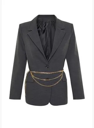 Black Woven Blazer Jacket TWOSS24BC00031