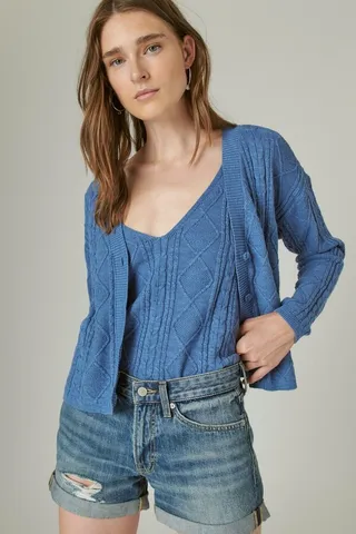 Pointelle Crop Cardigan