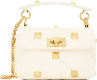 Valentino Garavani Off-White Medium Roman Stud Bag