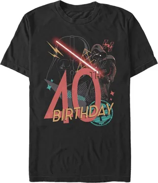Men's Star Wars Darth Vader 40th Birthday Abstract Background T-Shirt - Black - 2X Large