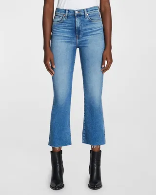 High Waist Slim Kick Cropped Jeans