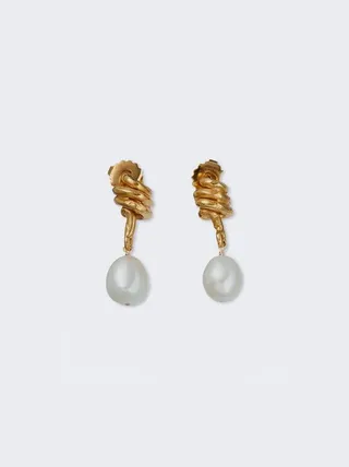 The Celestial Raindrop Pearl Earrings 24k Gold Plated
