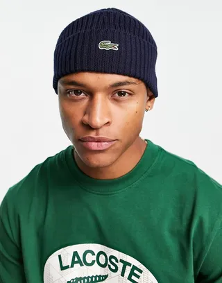 Lacoste knit beanie in navy