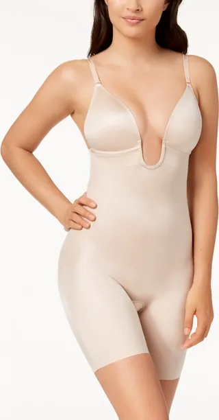 Suit Your Fancy Plunge Low-Back Mid-Thigh Bodysuit