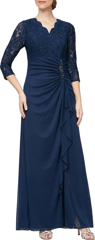 Sequin Lace A-Line Gown