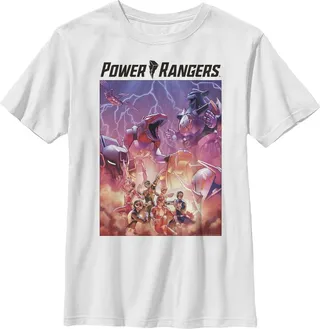 Boy's Power Rangers Lightning Storm Battle T-Shirt - White - Large