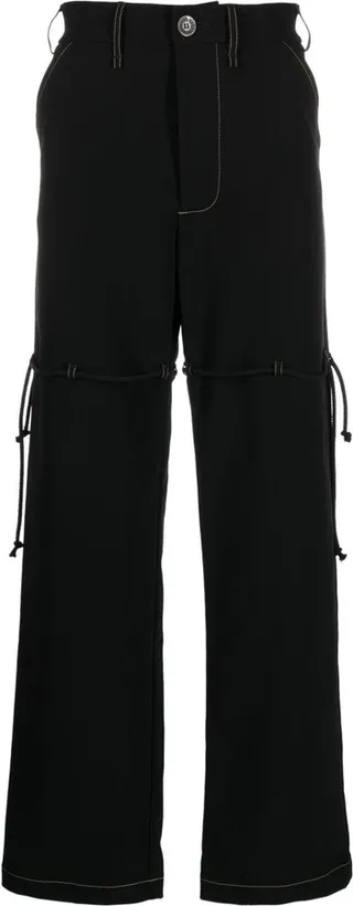 Black High Waist Straight-Leg Trousers