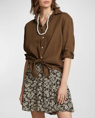 Linen Button-Front Shirt