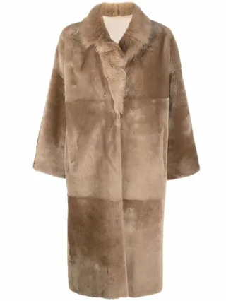 Reversible Single-Breasted Shearling Coat