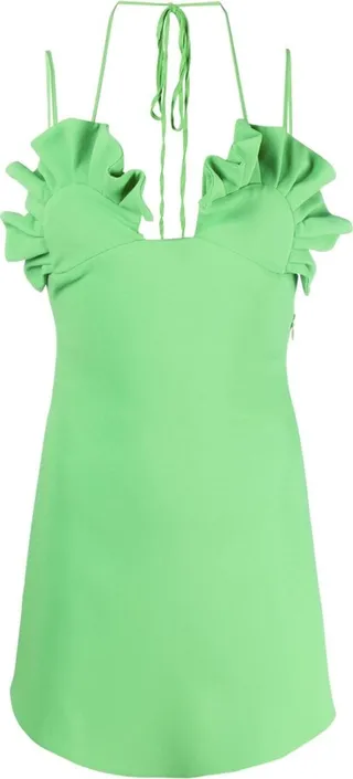 Ruffled Halterneck Mini Dress