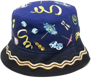 Cocktail-Print Bucket Hat