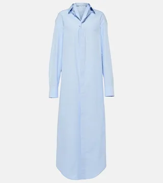 Cutout cotton poplin shirt dress
