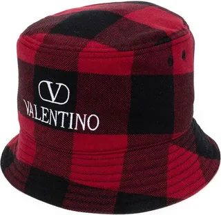 Logo-Embroidered Checked Bucket Hat