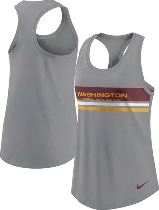 Women's Heather Charcoal Washington Football Team Scoop Neck Racerback Performance Tank Top