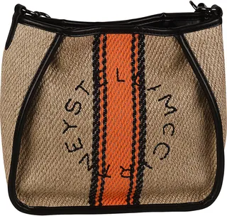 Mini Linen Stirped Logo Shoulder Bag