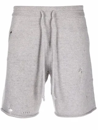 Distressed Knitted Track Shorts
