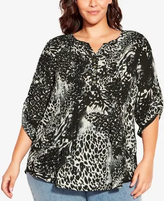 Plus Size Popover Blouse Top