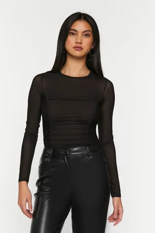 Mesh Ruched Bodysuit