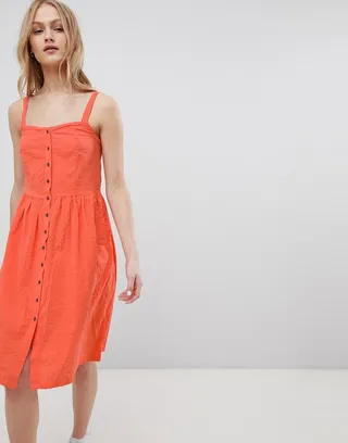 Blend She Sersa Seersucker Button Down Midi Dress