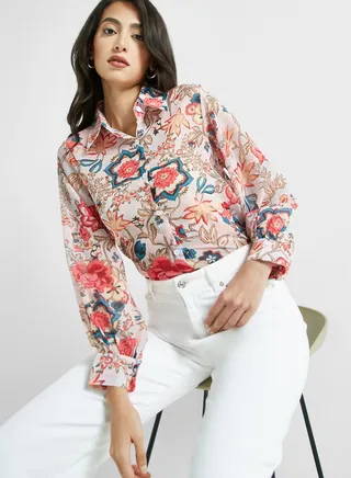 Floral Print Button Down Shirt