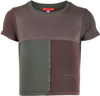 panelled-design cotton T-shirt