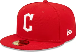 Men's New Era Red Cleveland Guardians Logo White 59FIFTY Fitted Hat