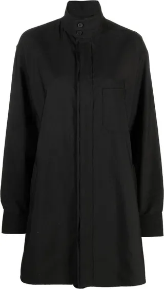 Funnel Neck Button-Front Coat