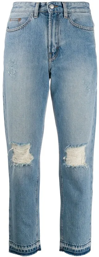 Distressed Straight Jeans