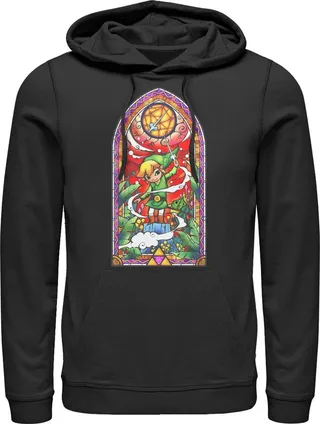 Men's Nintendo Legend of Zelda Wind Waker Window Pull Over Hoodie - Black - Small
