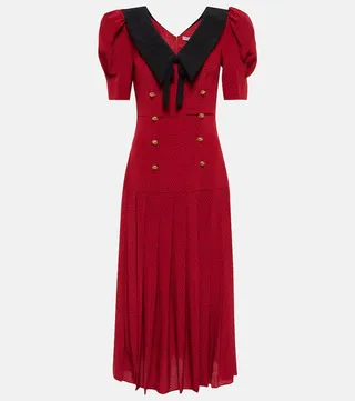 Printed silk midi dress