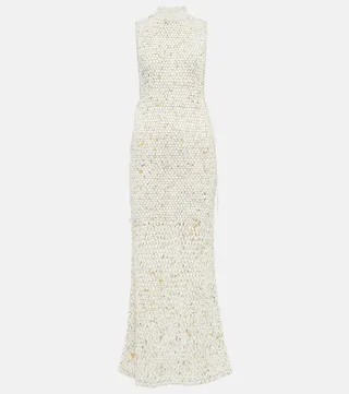 Woven cotton-blend maxi dress