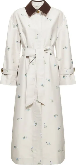 Yason flower printed trench coat