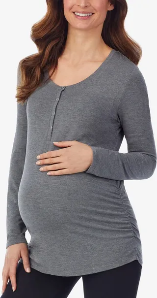 Cuddl Duds Women's Softwear with Stretch Maternity Long Sleeve Henley