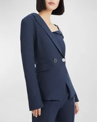 Mazur One-Shoulder Linen Jacket