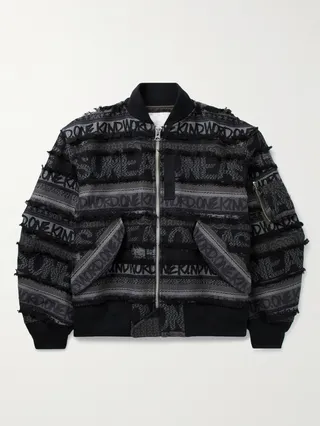 + Eric Haze Padded Frayed Cotton-Jacquard Bomber Jacket