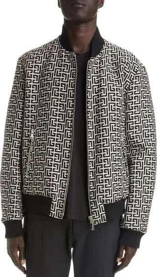 Monogram Print Reversible Bomber Jacket