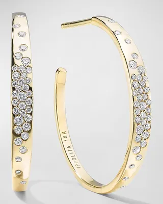 #2 Crinkle Hoop Earring in 18K Gold with Diamonds
