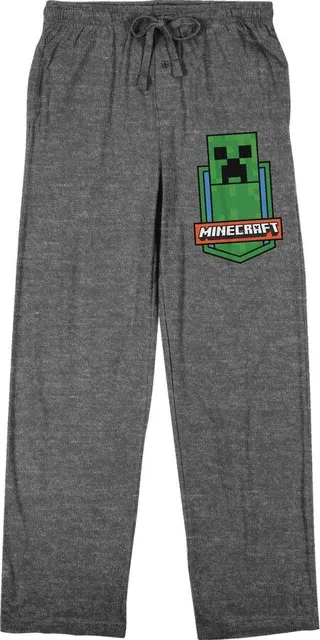 Minecraft Creeper Badge Men’s Graphite Heather Sleep Pants-Medium