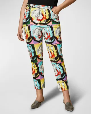 Plus Size Rapper Cropped Abstract-Print Pants