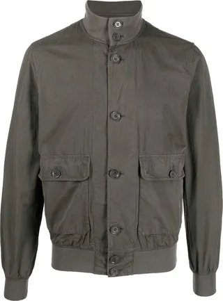 High-Neck Cotton Bomber Jacket