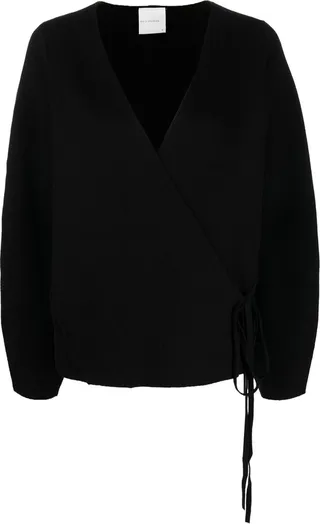 V-neck tie-detail cardigan