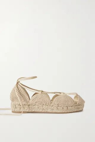 Loewe - + Paula's Ibiza Solar Leather-trimmed Woven Jute Espadrille Sandals - Neutrals