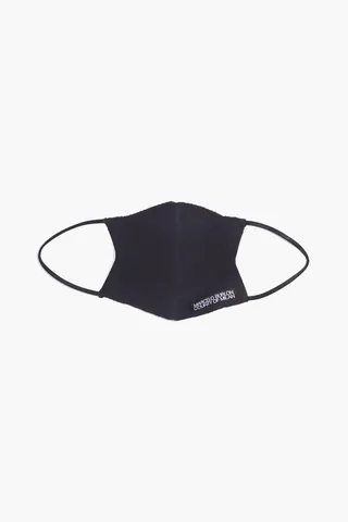 Logo-print knitted piqué face mask