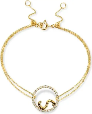 18kt yellow gold Love Letter S pavé diamond bracelet