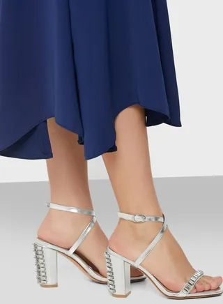 Jewelled Feature Heel Ankle Strap Sandal