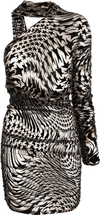 Star Mesh Asymmetric Minidress