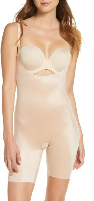 Thinstincts® 2.0 Open Bust Mid-Thigh Bodysuit